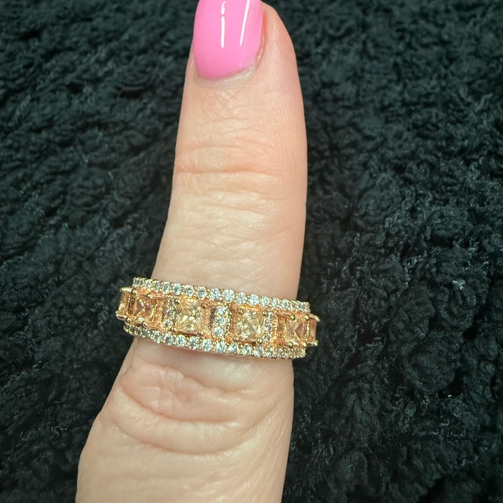 Park Lane “Envy” Ring in Rose Gold features topaz & clear cz size 8